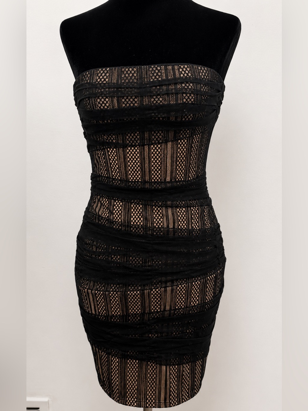 NBD Black Lace Strapless Mini Dress – Size XS